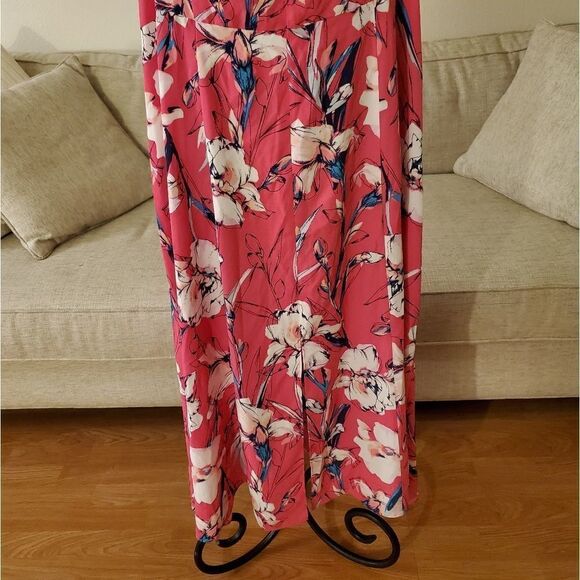 Leith Floral Flounce Detail Dress in Pink Magenta Inked Iris - NEW - Picture 6 of 13